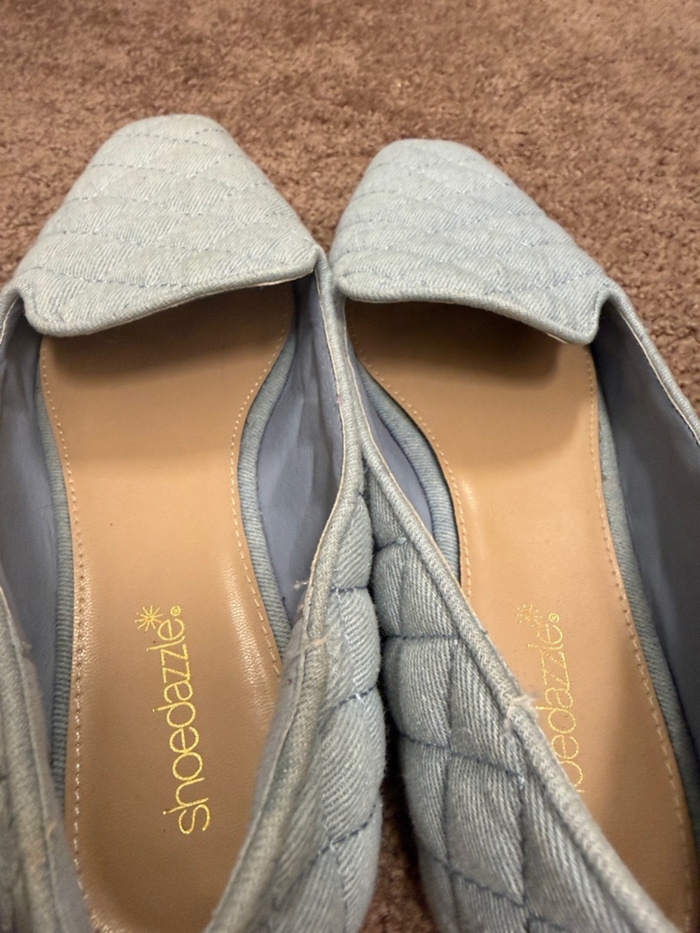 Shoe Dazzle Quilted Pale Blue Slip-On Loafers - Picture 7 of 7